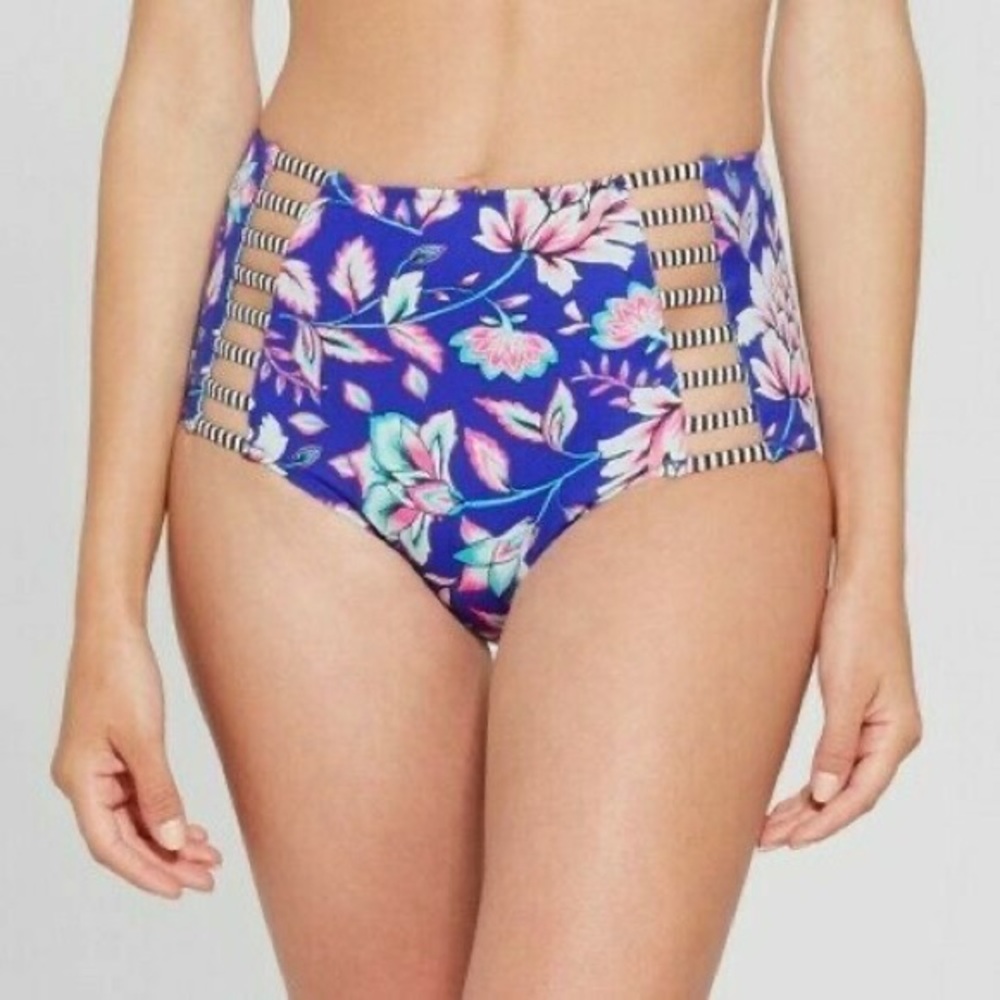 NWOT Shade & Shore Floral High-Waisted Bikini Bottom